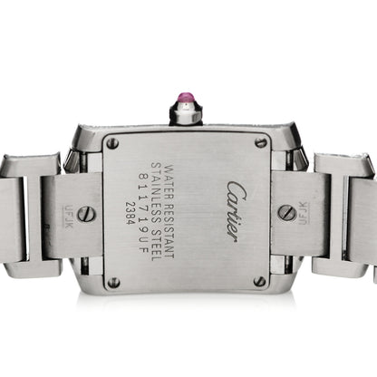 Cartier Stainless Steel Pink Mother of Pearl 20mm Tank Francaise Quartz Watch 4 of 5