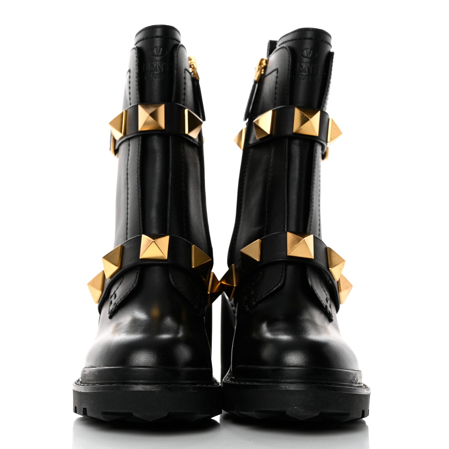 Calfskin Roman Stud 20/85mm Combat Boots 36.5 Black