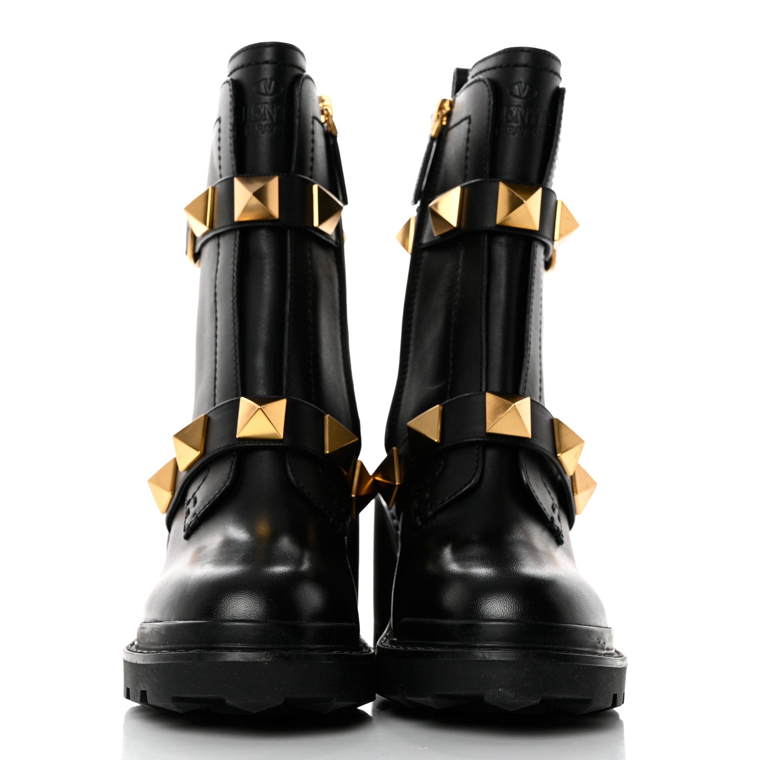 Valentino Garavani Calfskin Roman Stud 20/85mm Combat Boots 36.5 Black 2 of 10