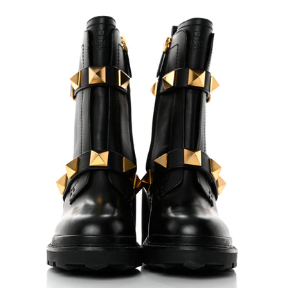 Valentino Garavani Calfskin Roman Stud 20/85mm Combat Boots 36.5 Black 2 of 10