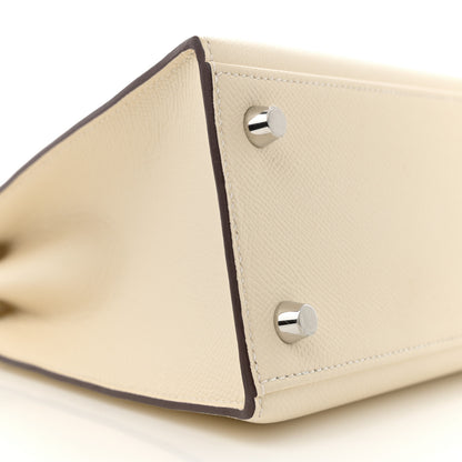 Hermes Epsom Tri-Color Kelly Sellier 25 Nata Jaune Poussin Sesame 9 of 11