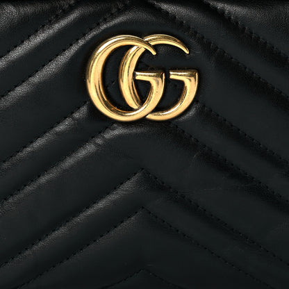 Gucci Calfskin Matelasse Mini GG Marmont Chain Shoulder Bag Black 17 of 21