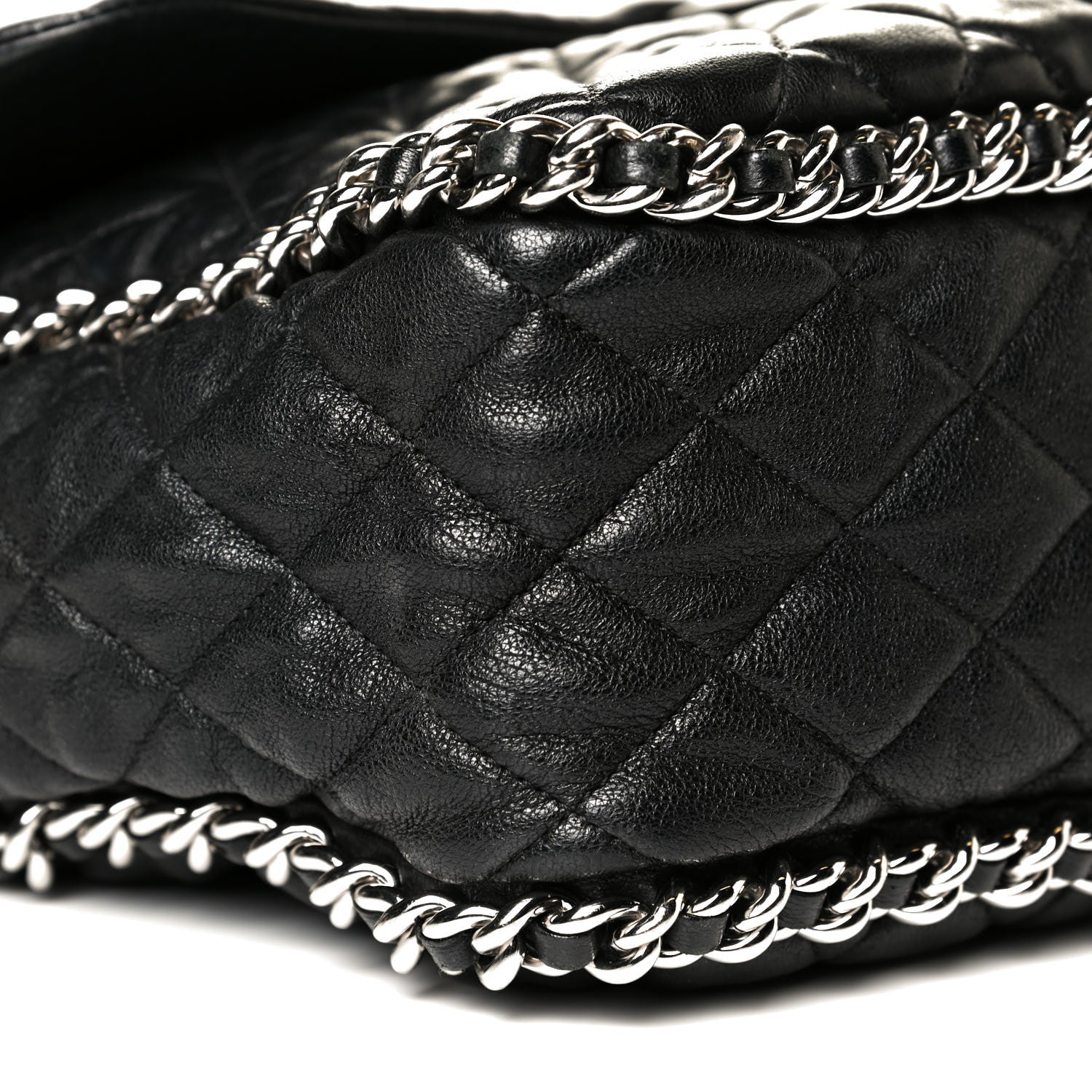 Chanel Washed Lambskin Quilted Maxi Chain Around Flap Black 5 of 9