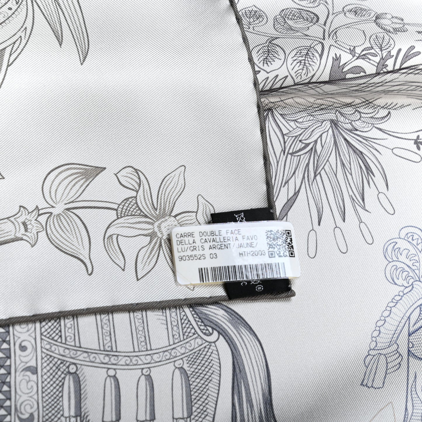 Silk Della Cavalleria Favolosa Reversible Scarf 90 Gris Argente Jaune Etoupe