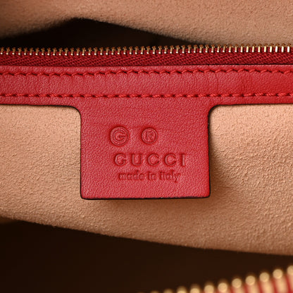 Gucci GG Supreme Monogram Blooms Medium Zippered Bucket Tote Beige Blue Navy Hibiscus Red 6 of 12