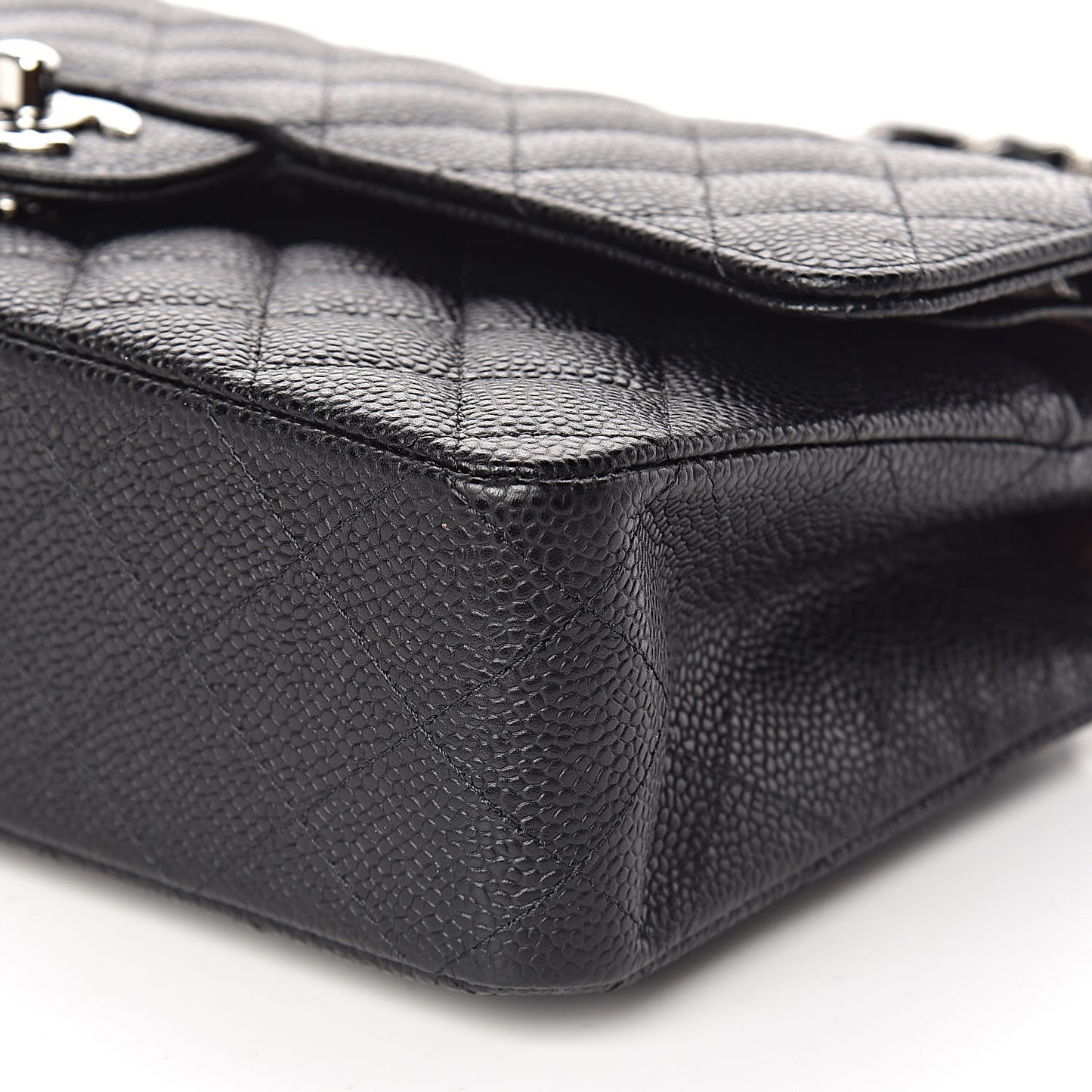 Caviar Quilted Medium Double Flap Black