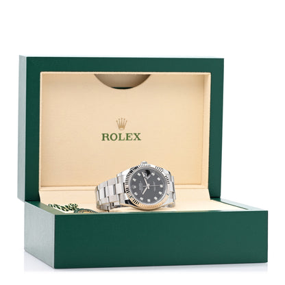 Rolex Stainless Steel 18K White Gold Diamond 41mm Oyster Perpetual Datejust Watch Black 126334 5 of 5