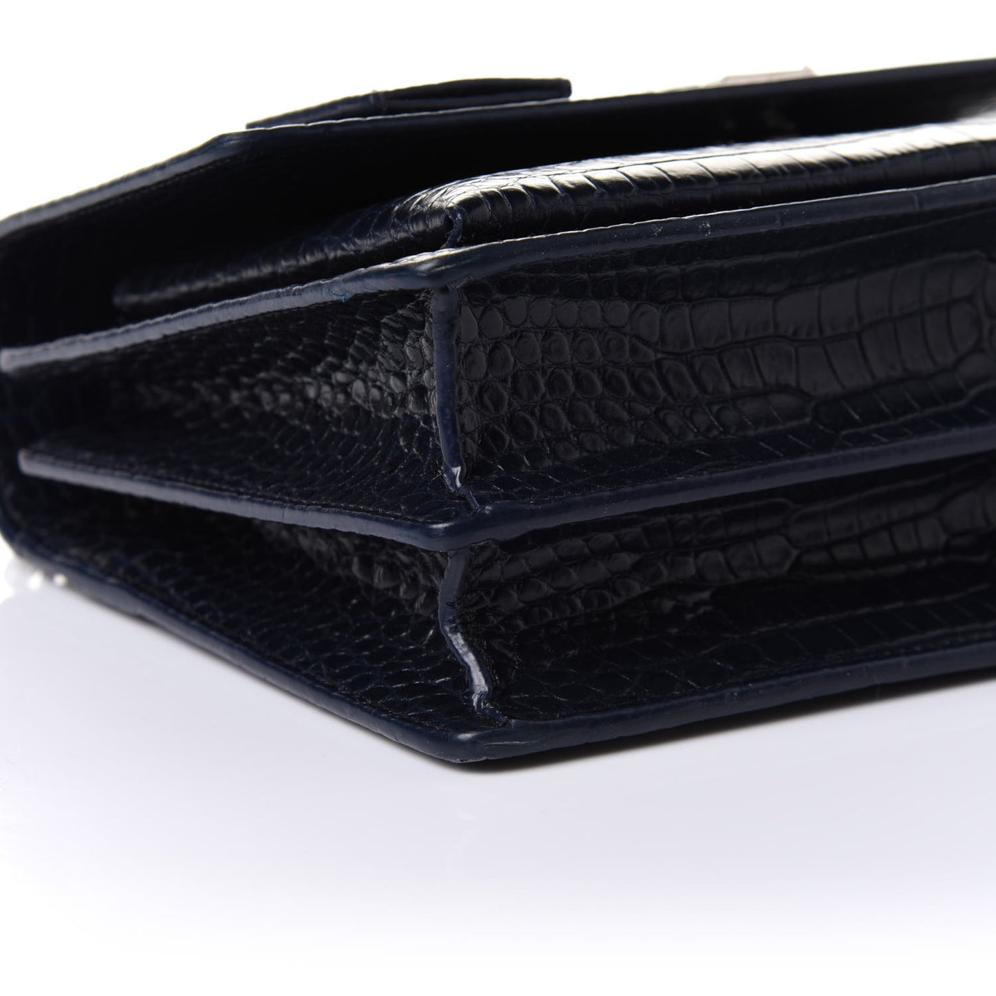 Calfskin Crocodile Embossed Medium Monogram Sunset Navy