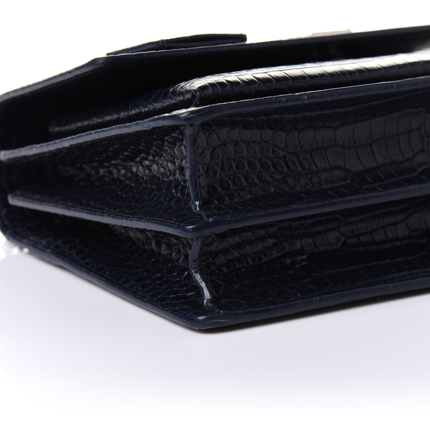 Saint Laurent Calfskin Crocodile Embossed Medium Monogram Sunset Navy 10 of 18