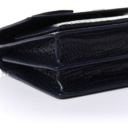 Saint Laurent Calfskin Crocodile Embossed Medium Monogram Sunset Navy 10 of 18