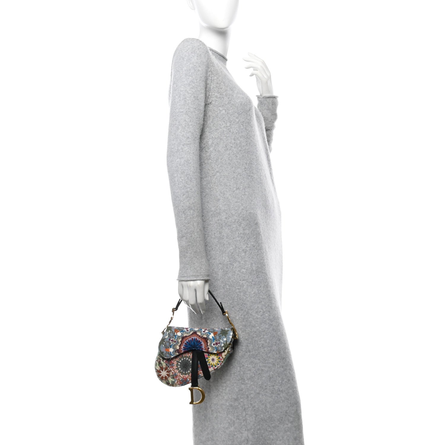 Christian Dior Canvas Embroidered Kaleidiorscopic Mini Saddle Bag Multicolor 2 of 10