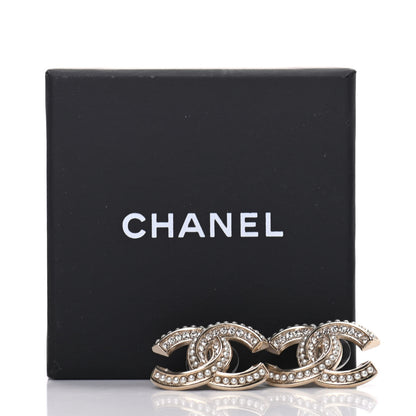Chanel Crystal Pearl Chain Mania CC Earrings Gold 5 of 5