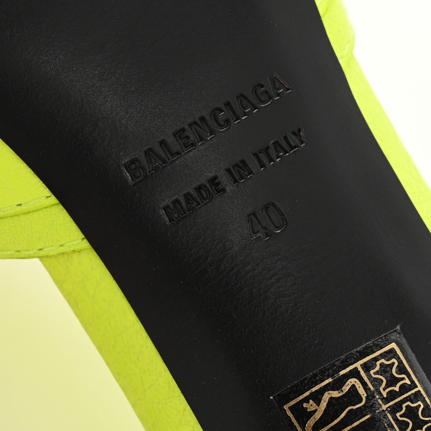 Agneau Arena Cagole 50mm Slide Sandals 40 Fluo Yellow