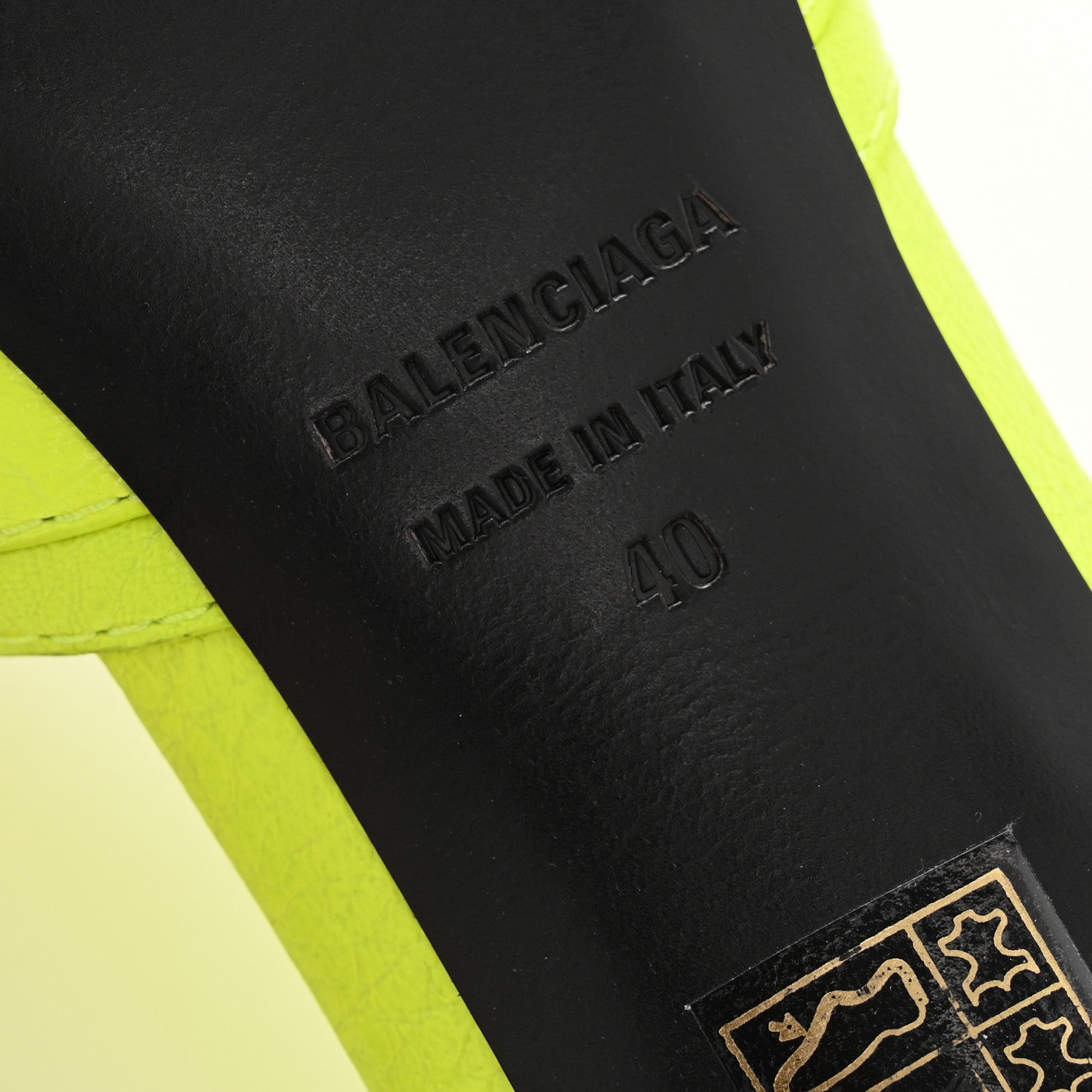 Balenciaga Agneau Arena Cagole 50mm Slide Sandals 40 Fluo Yellow 7 of 10