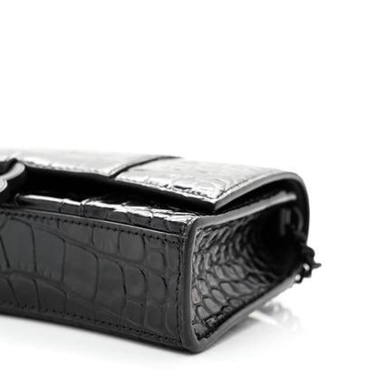 Balenciaga Shiny Calfskin Monochrome Crocodile Embossed Hourglass Chain Bag 1000 9 of 9