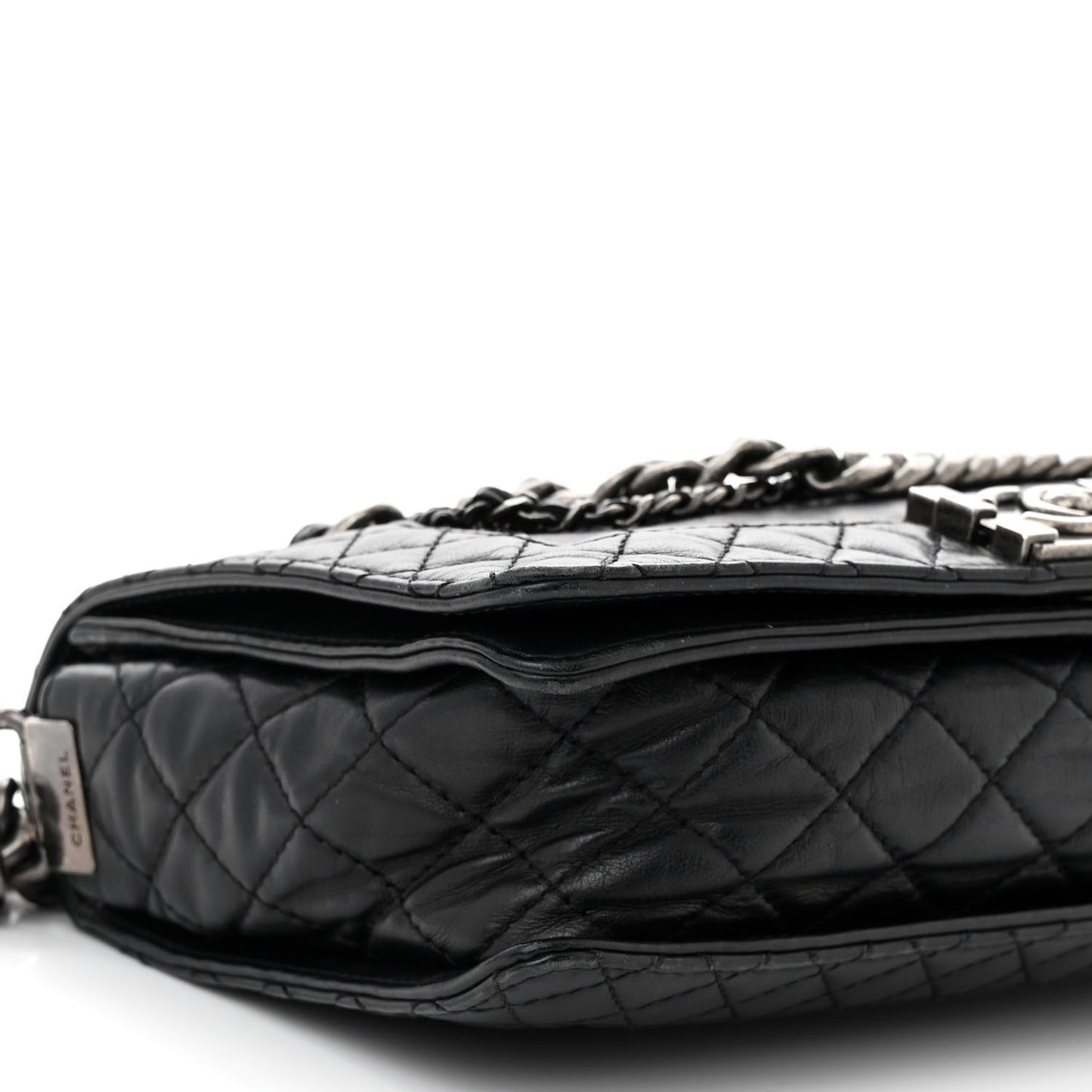 Calfskin Enchained New Medium Boy Flap Black