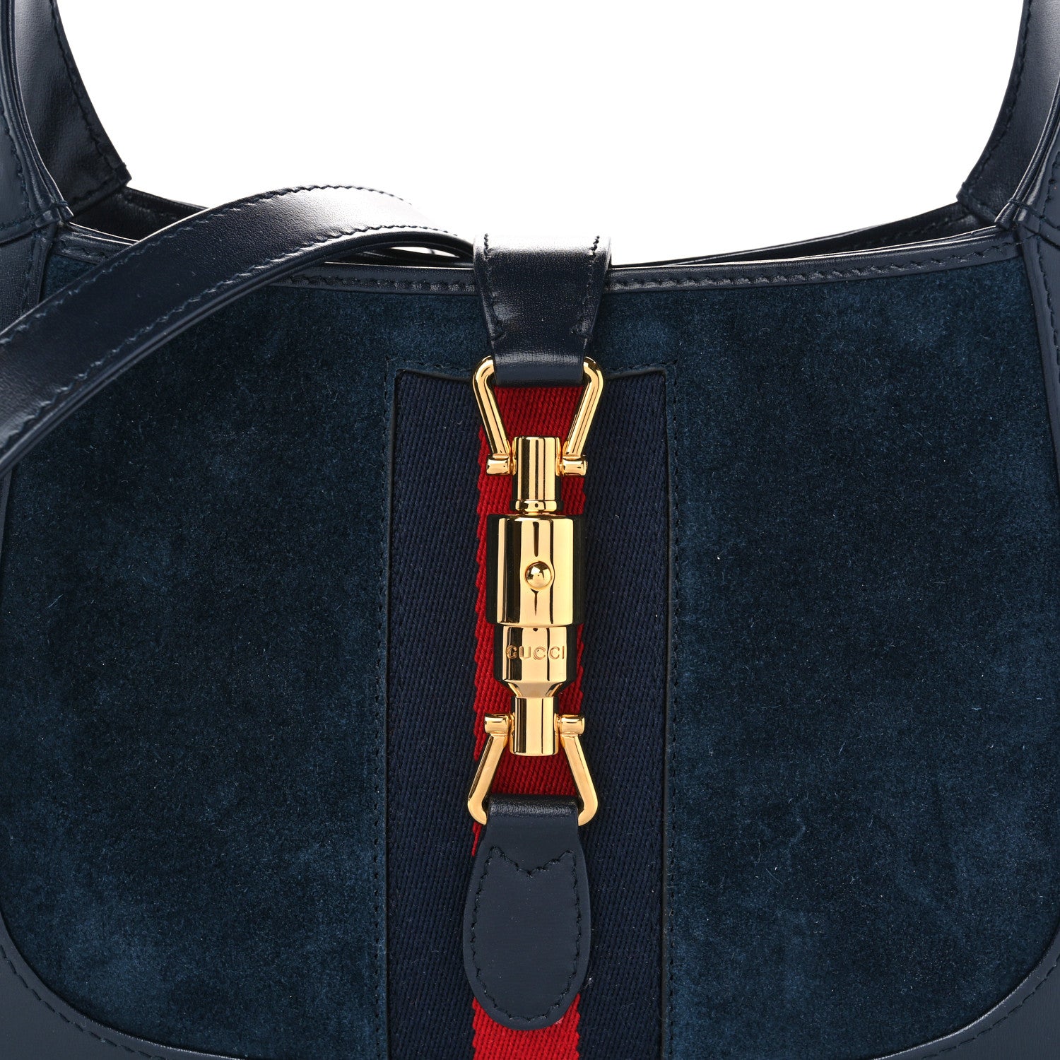 Gucci Suede Boarded Dyana Lux Calfskin Suede Small Jackie 1961 Hobo Navy 8 of 10