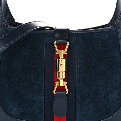 Gucci Suede Boarded Dyana Lux Calfskin Suede Small Jackie 1961 Hobo Navy 8 of 10