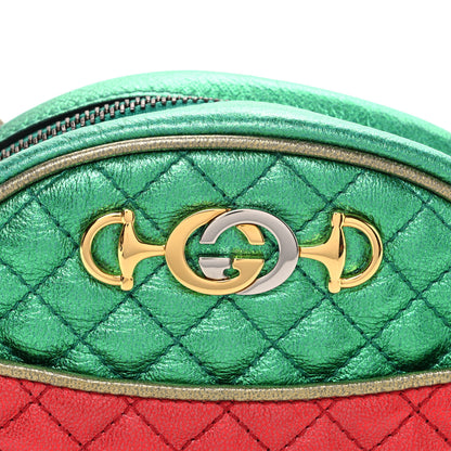 Gucci Laminated Nappa Trapuntata Mini Zumi Dome Shoulder Bag Rosso Jasmine Green Rame 8 of 10