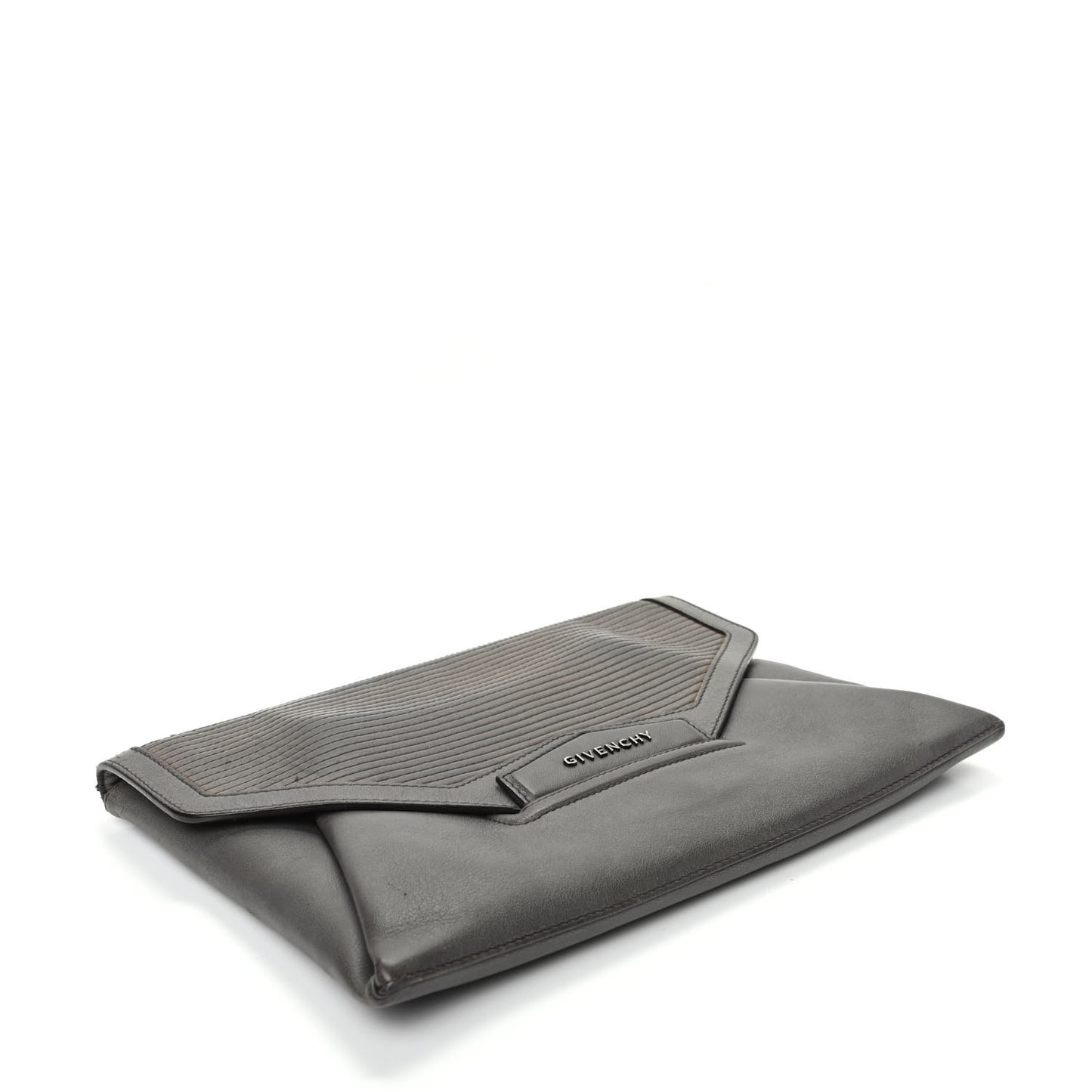 Calfskin Stitched Antigona Envelope Clutch Grey
