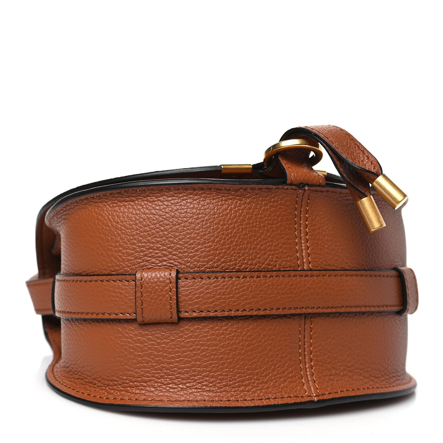 Grained Calfskin Small Marcie Saddle Bag Tan