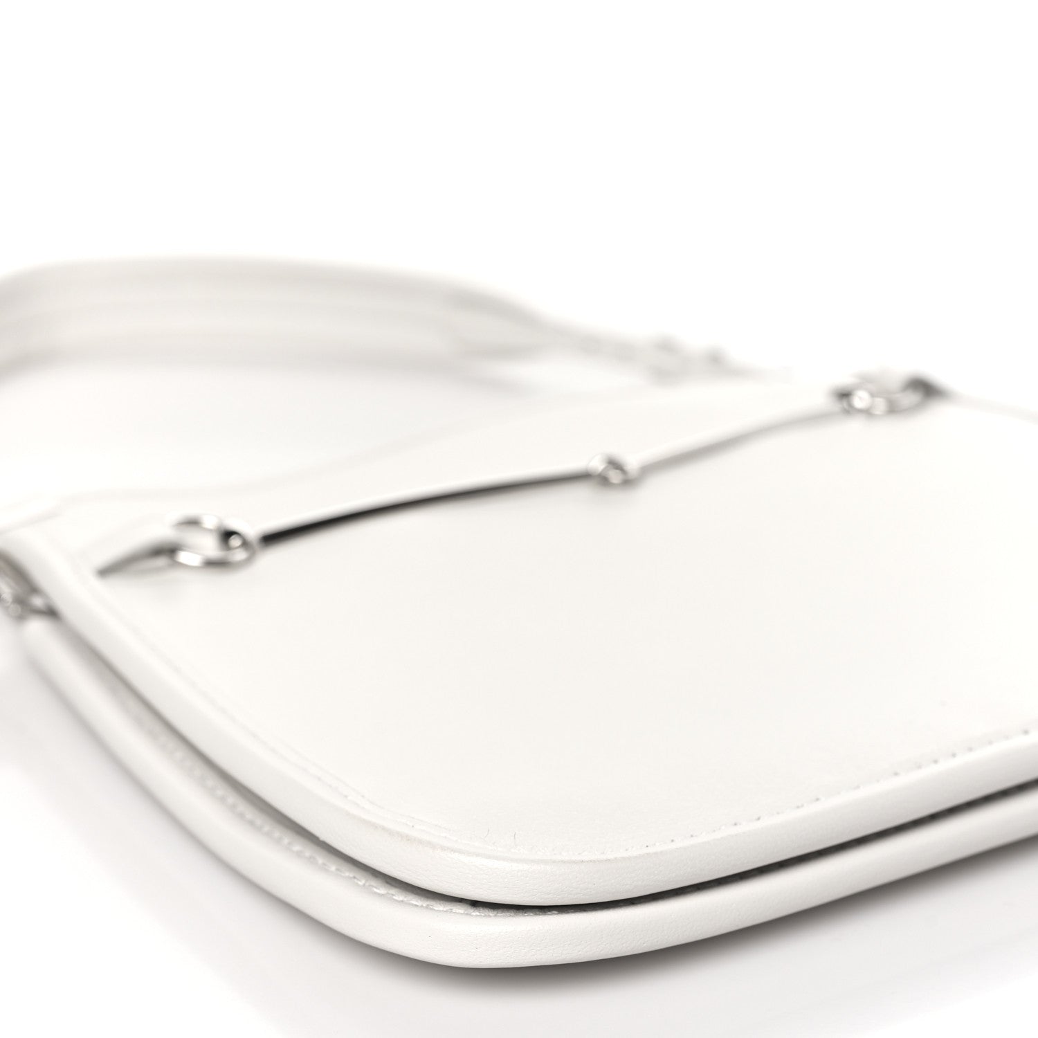 Gucci Calfskin Horsebit Slim Shoulder Bag White 8 of 9