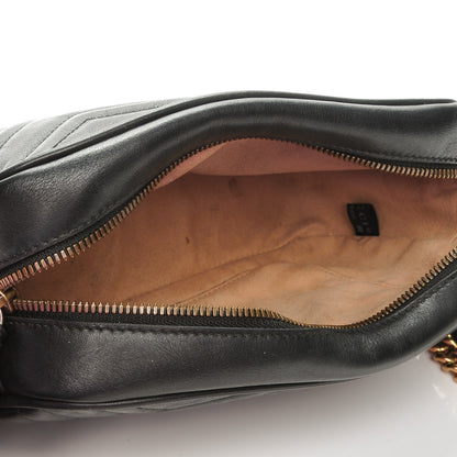 Gucci Calfskin Matelasse Small GG Marmont Chain Shoulder Bag Black 5 of 8