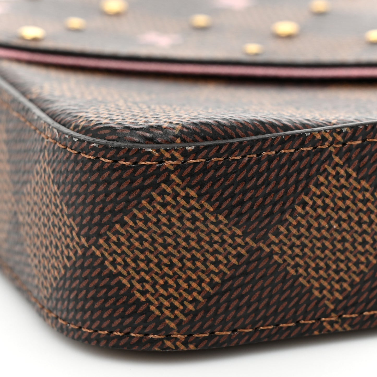 Damier Ebene Studded Pochette Felicie Chain Wallet