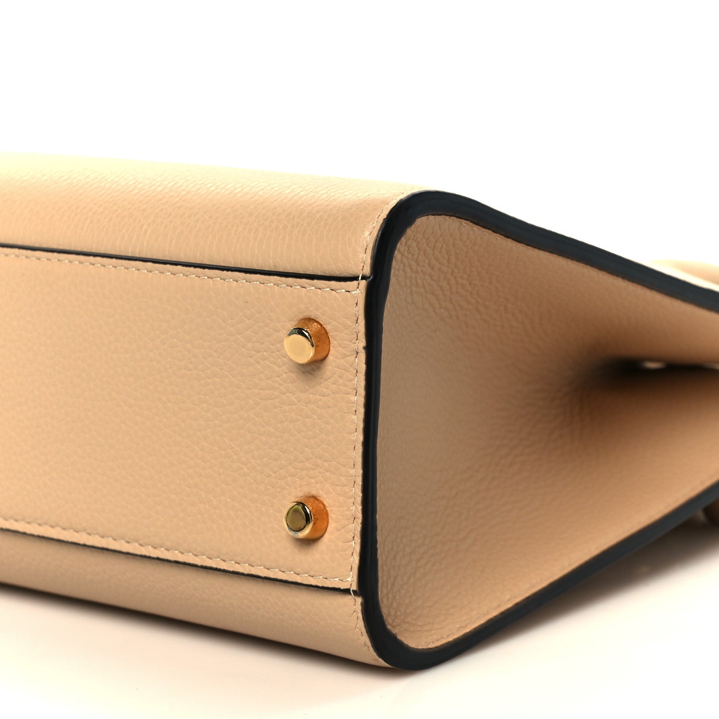 Grainy Calfskin Virtus Top Handle Tote Beige