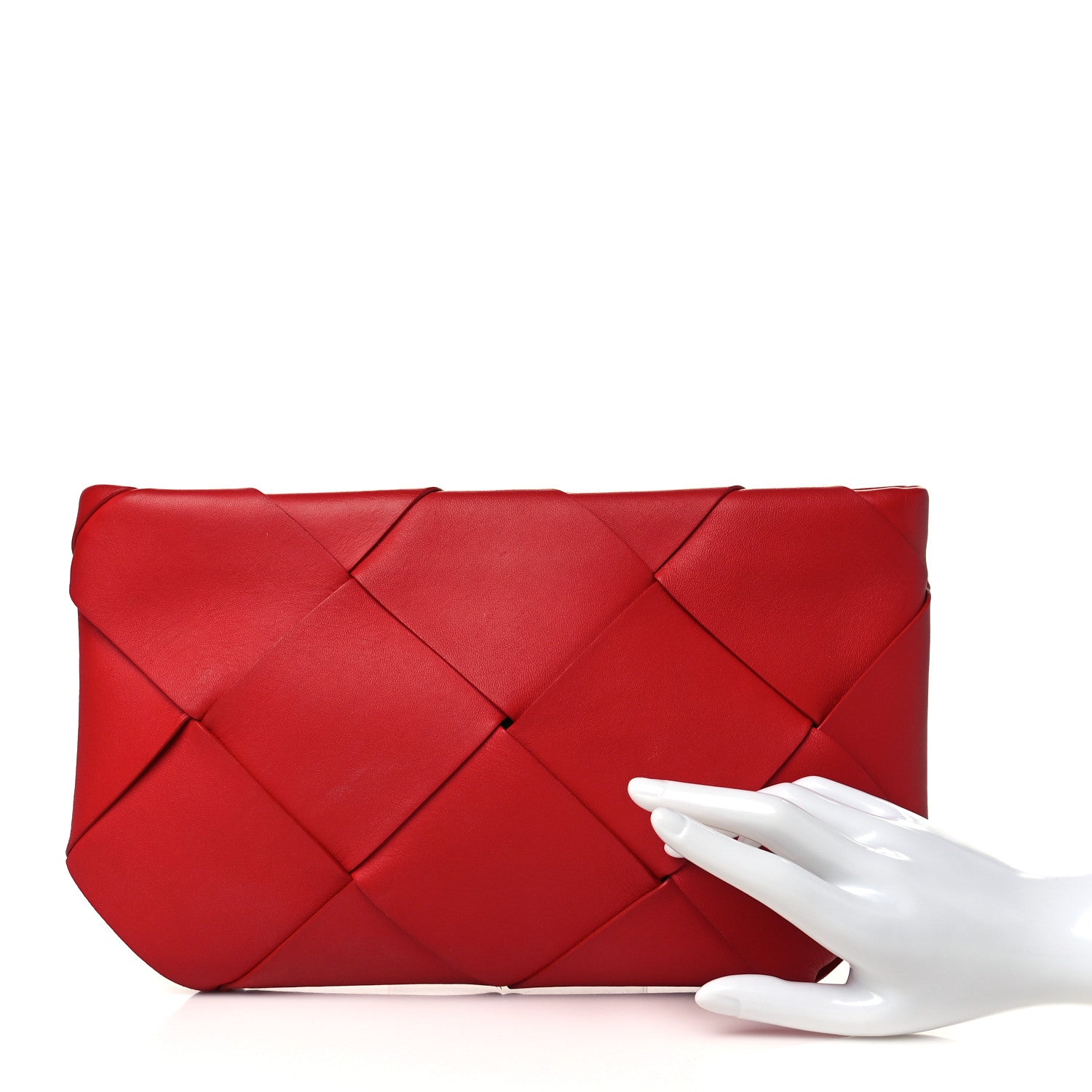 Bottega Veneta Nappa Maxi Blown Up Intrecciato Pouch Clutch Red 2 of 6