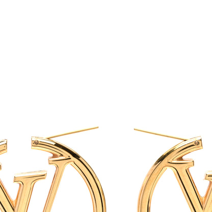 Louis Vuitton Metal Louise Hoop Earrings Gold 3 of 5