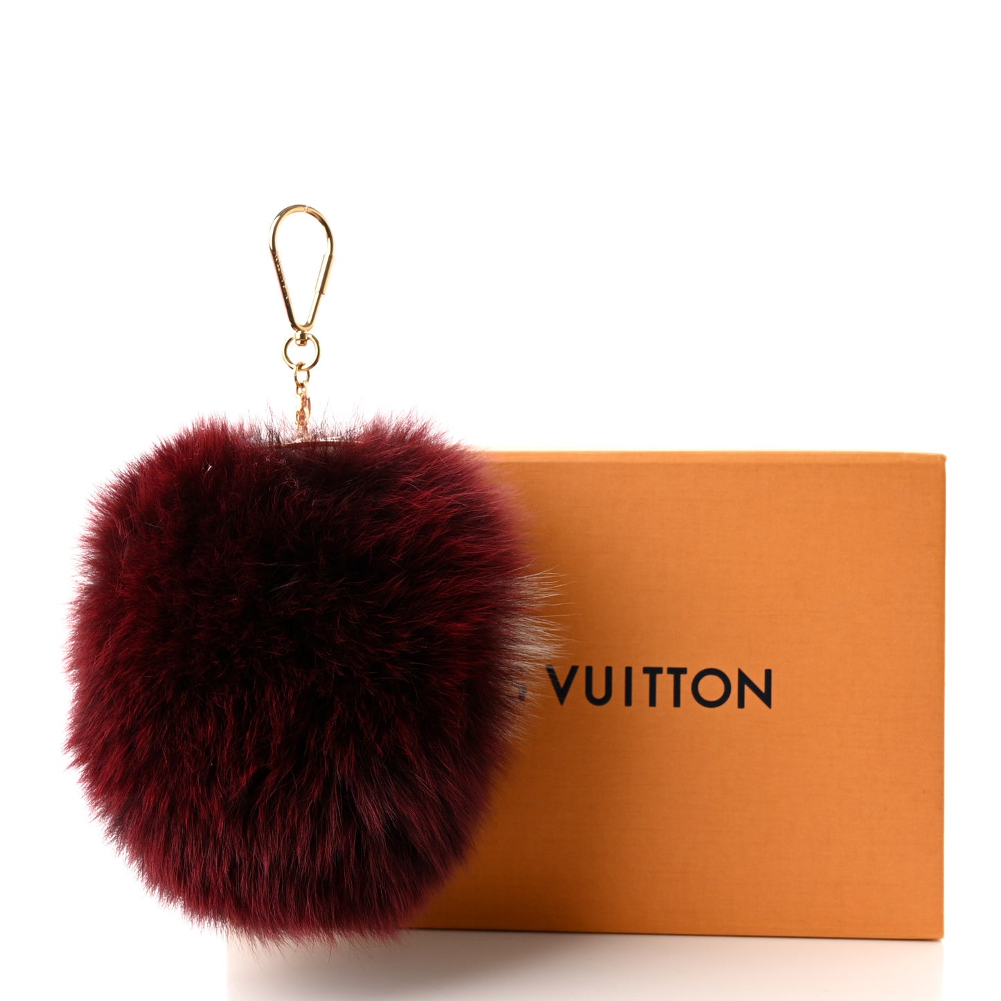 Fox Fur Fuzzy V Bag Charm Amarante