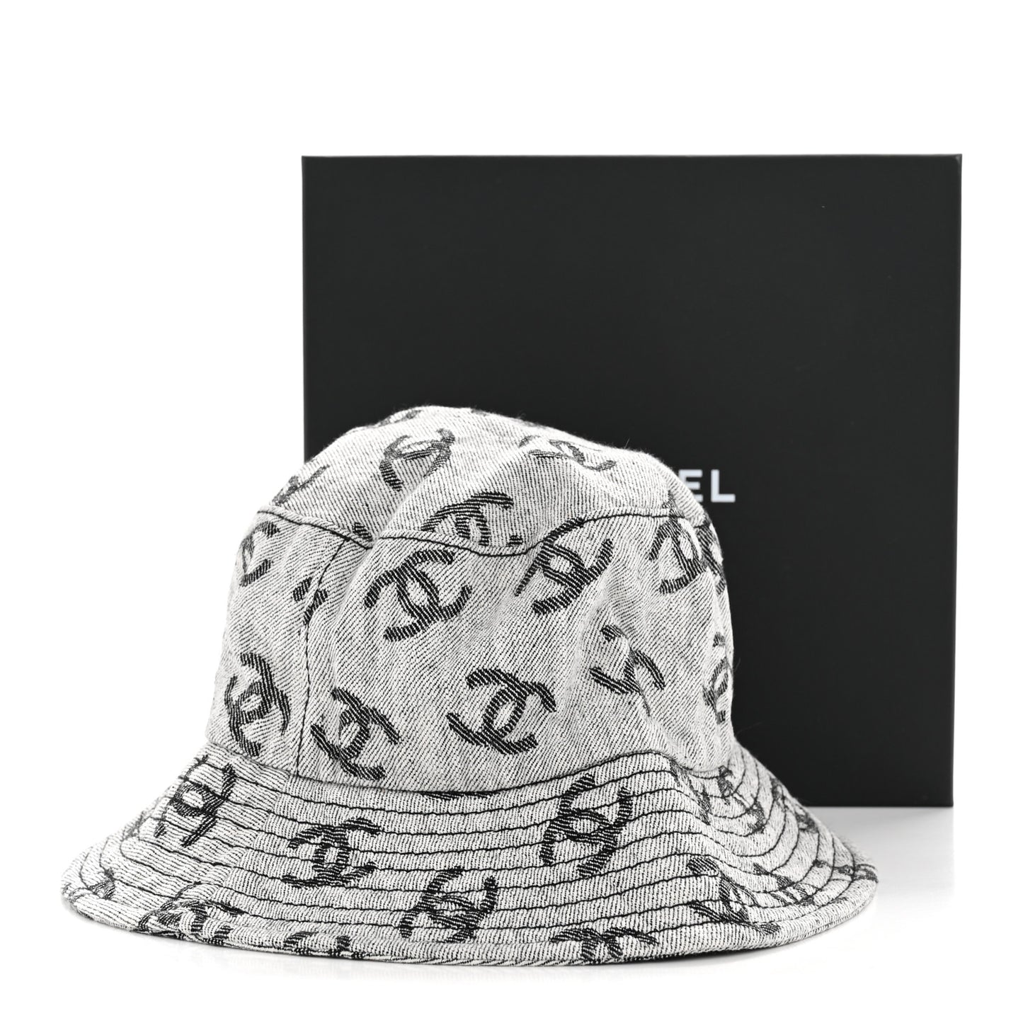 Denim CC Bucket Hat L White Black