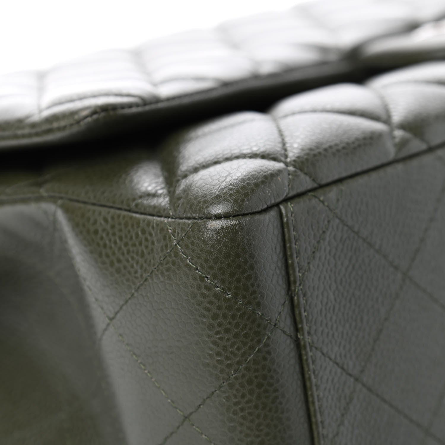 Chanel Caviar Quilted Maxi Double Flap Dark Green 11 of 15