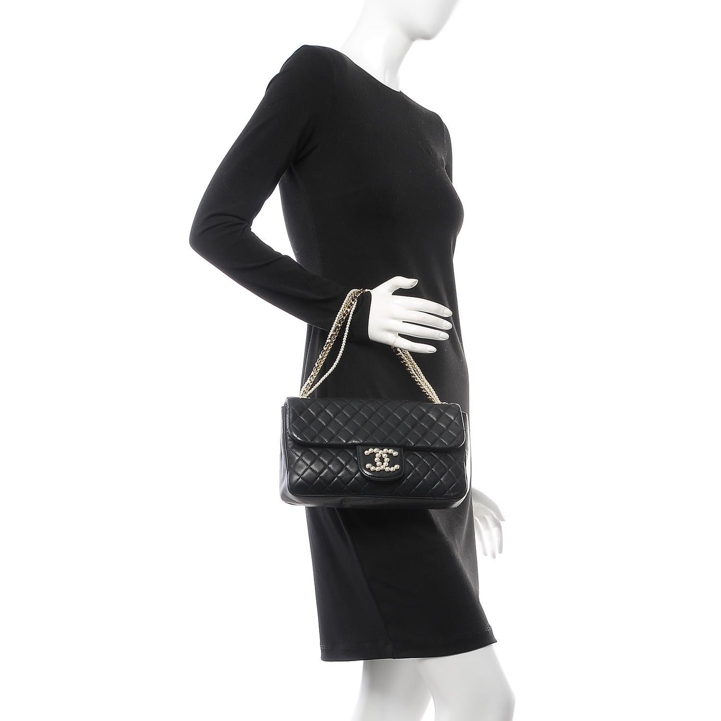 Lambskin Quilted Medium Westminster Pearl Flap Black