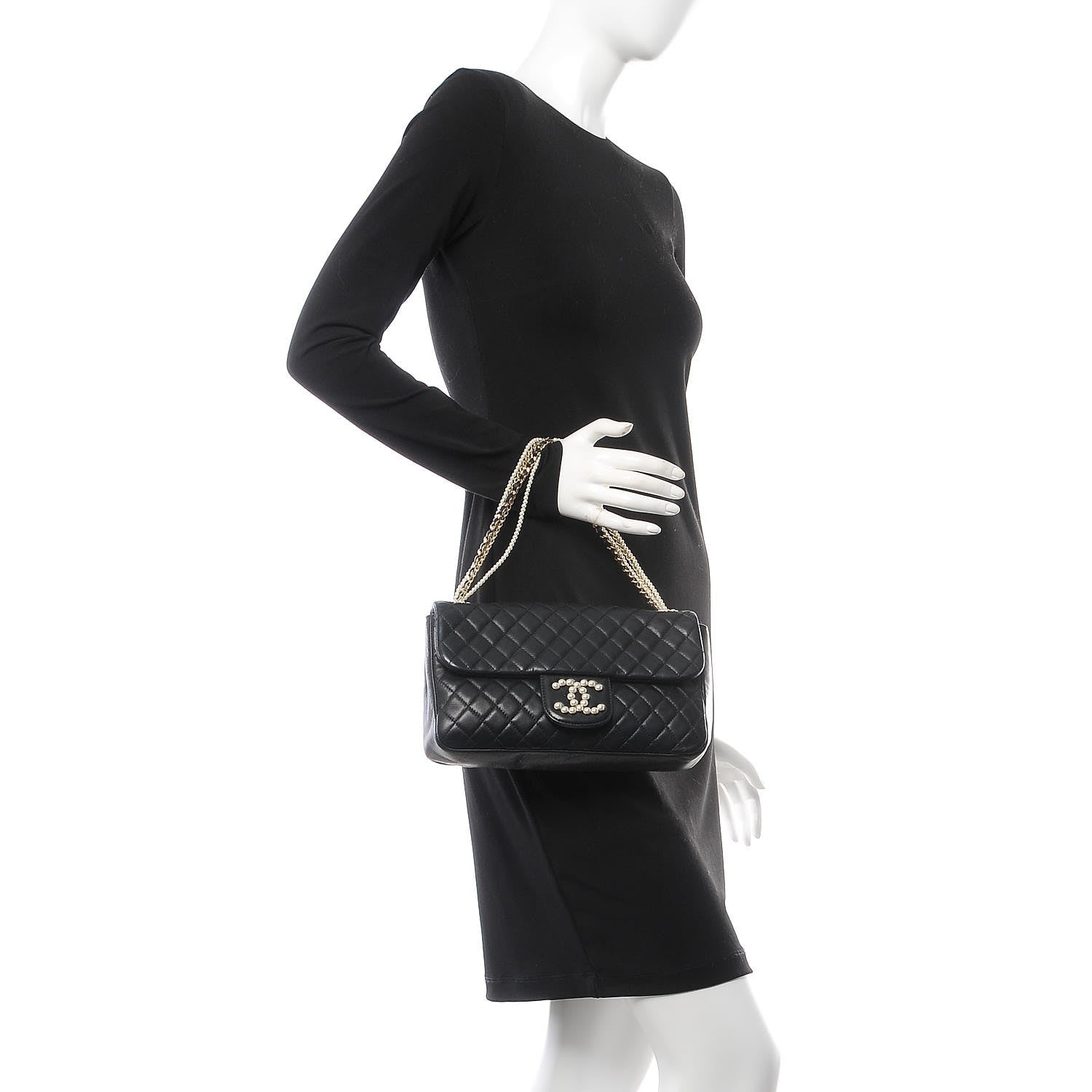 Chanel Lambskin Quilted Medium Westminster Pearl Flap Black 2 of 7