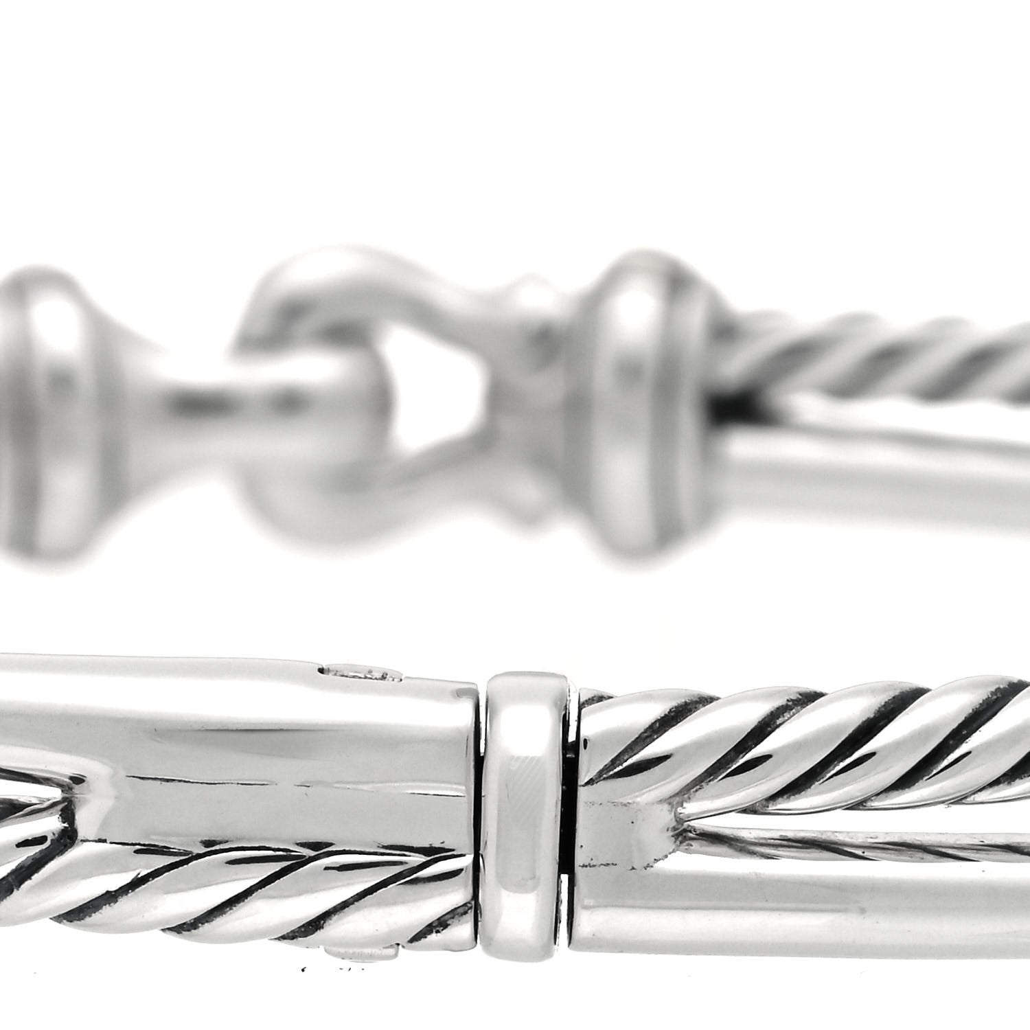 David Yurman Sterling Silver 18K Yellow Gold Two Row Buckle Bracelet 3 of 4
