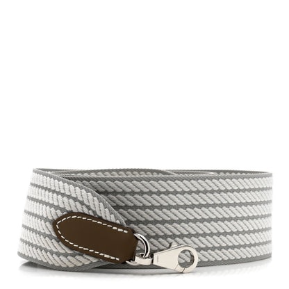 Hermes Toile Swift 50mm Sangle Cordage Shoulder Strap Bleu Glacier Gris Pale Etoupe 1 of 5