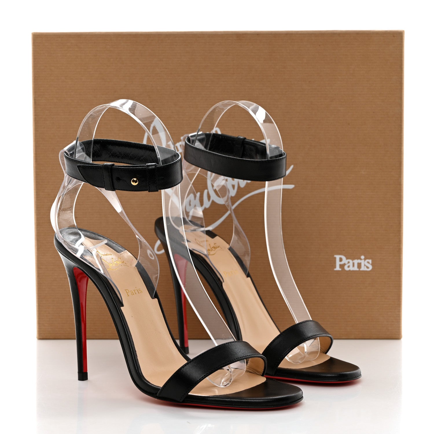 Christian Louboutin Shiny Nappa PVC Jonatina 100 Sandals 35.5 Black 8 of 8