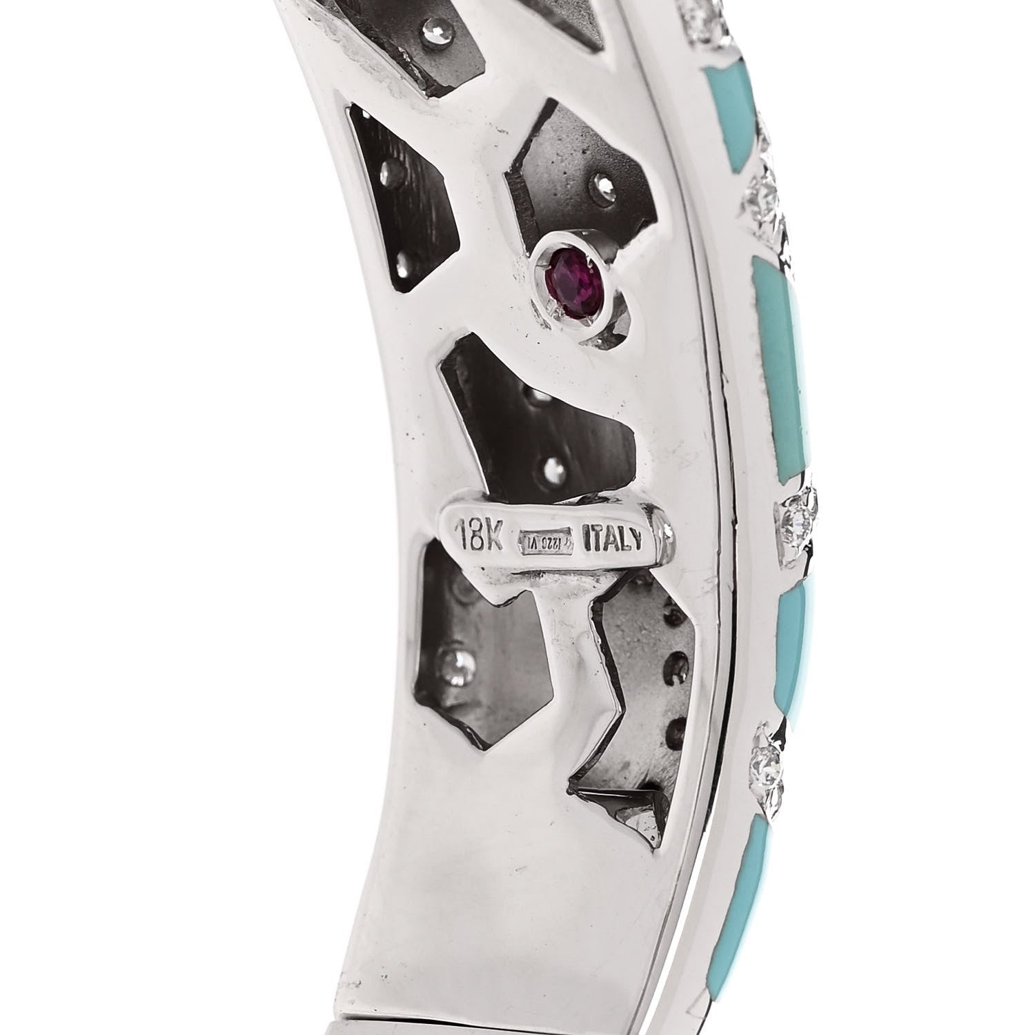 Roberto Coin 18K White Gold Diamond Enamel Bangle Bracelet Blue 3 of 3