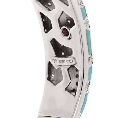 Roberto Coin 18K White Gold Diamond Enamel Bangle Bracelet Blue 3 of 3