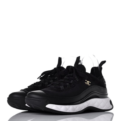 Chanel Velvet Calfskin Mixed Fibers CC Sneakers 40 Black 3 of 9