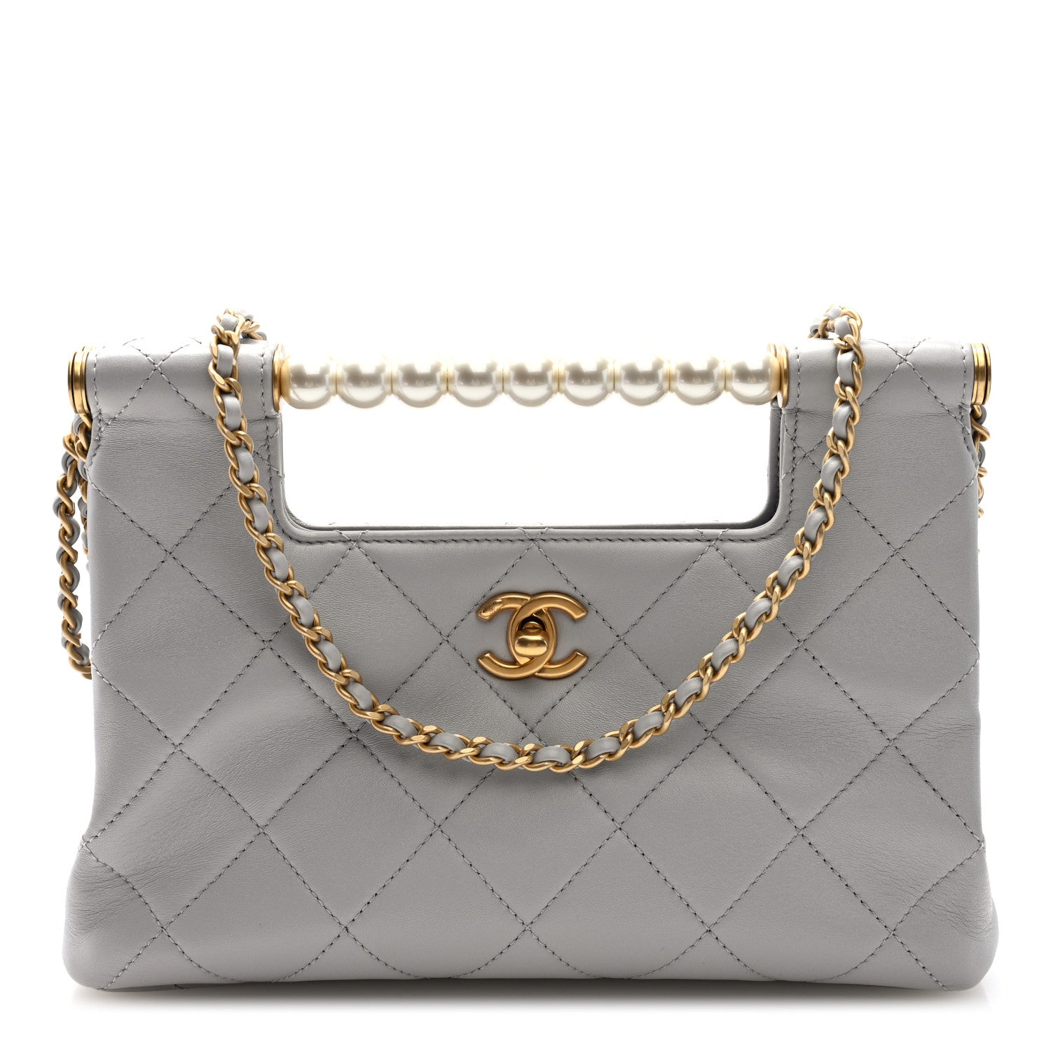Chanel Calfskin Pearl Small Shopping Bag Grey 1 of 10