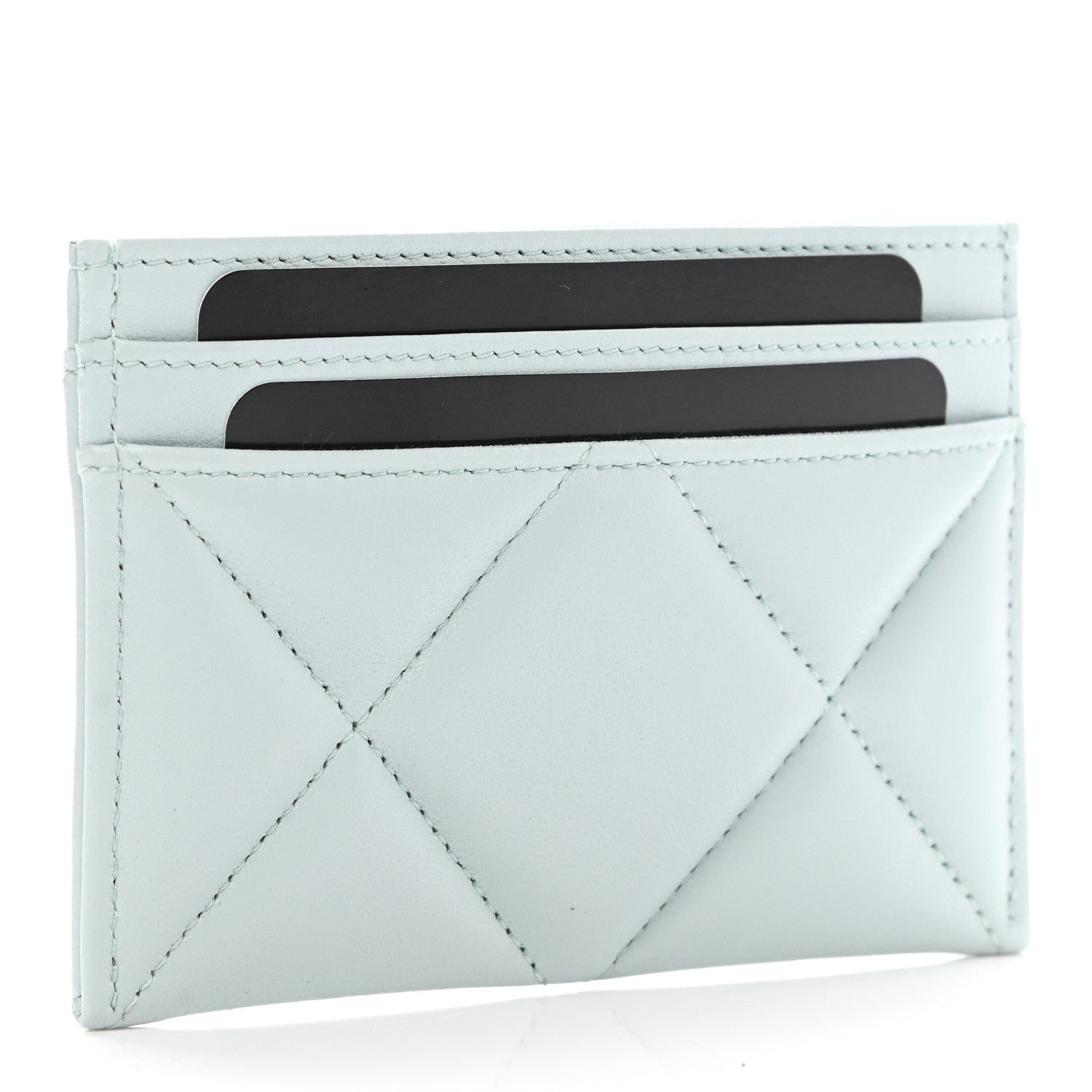 Chanel Lambskin Quilted Chanel 19 Card Holder Light Blue 3 of 8