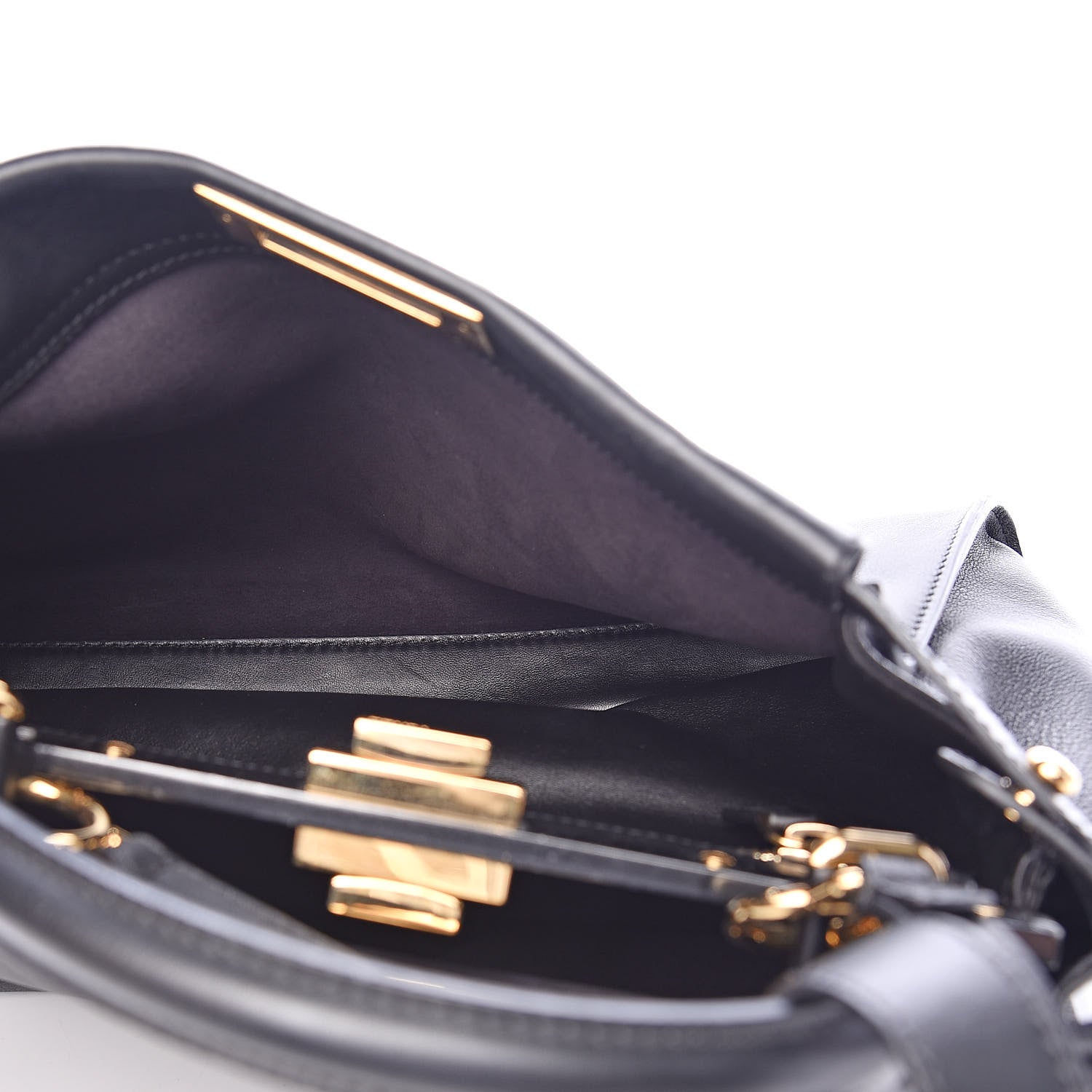Fendi Vitello Seta Shiny Nappa Medium Peekaboo Iconic Satchel Black 6 of 13