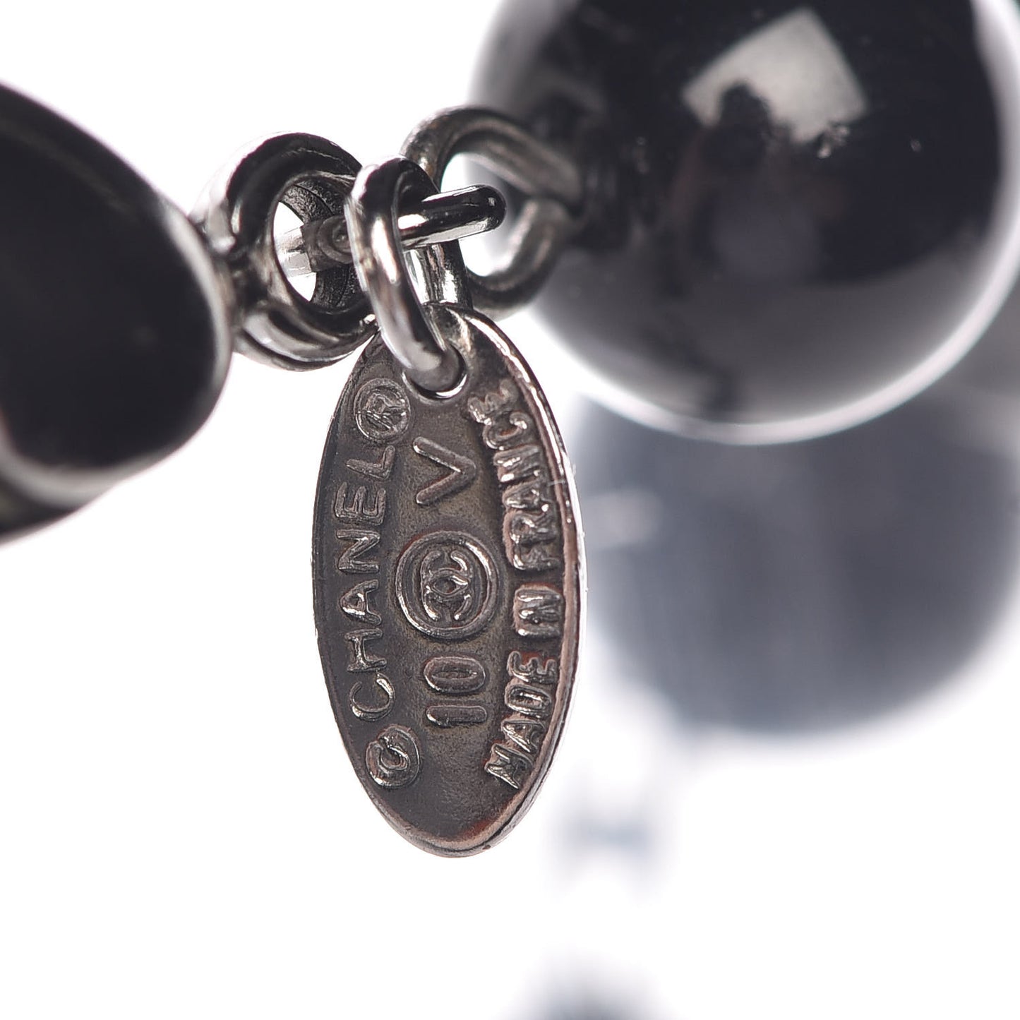 Ruthenium Beaded CC Long Necklace Black