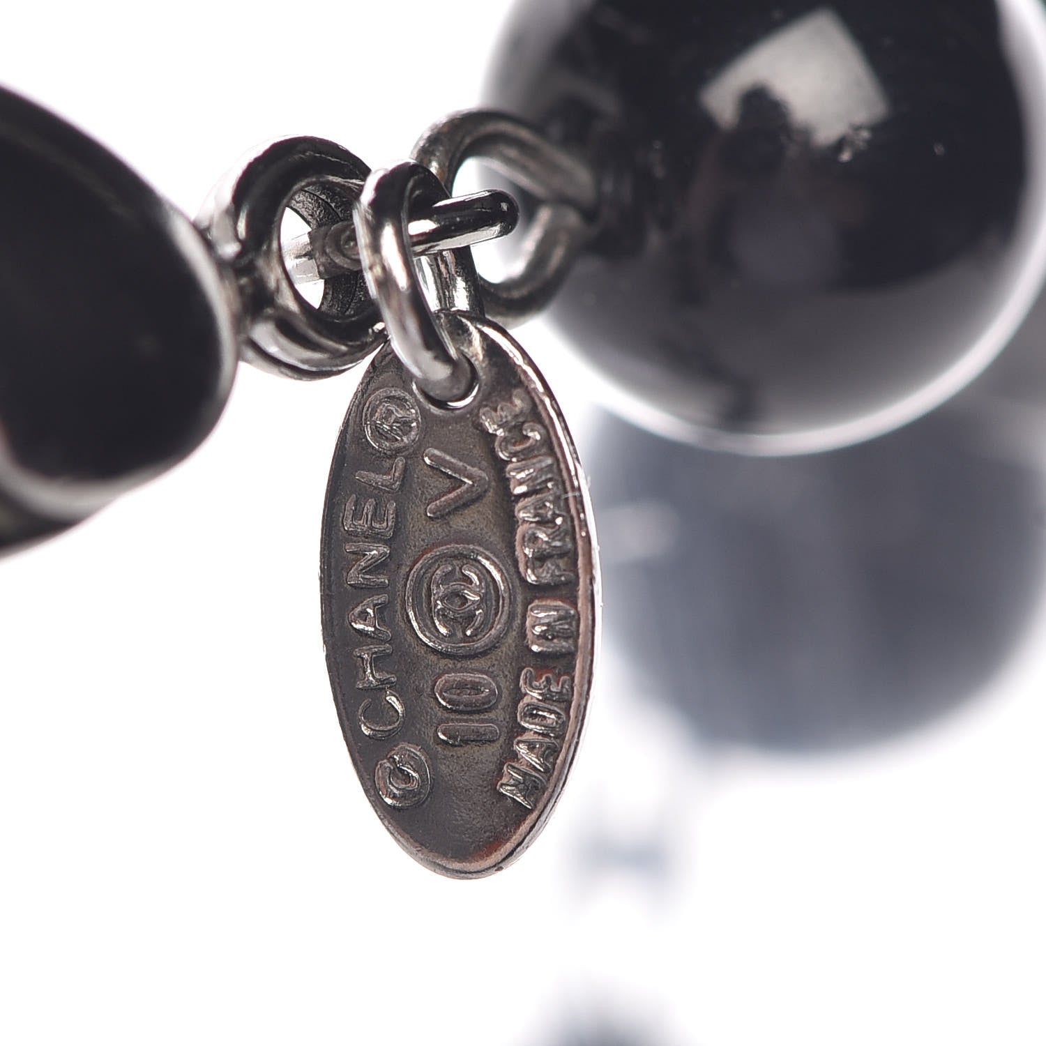 Chanel Ruthenium Beaded CC Long Necklace Black 4 of 5