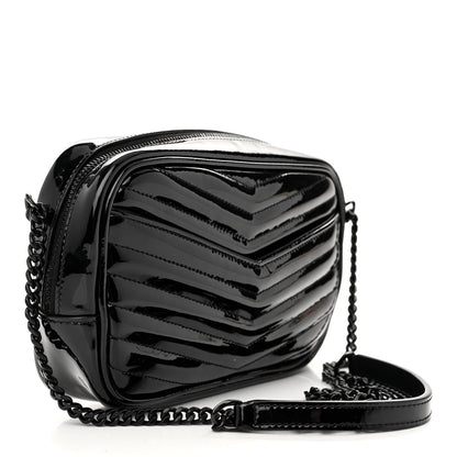 Saint Laurent Patent Calfskin Matelasse Monogram Mini Lou Camera Bag Black 3 of 11