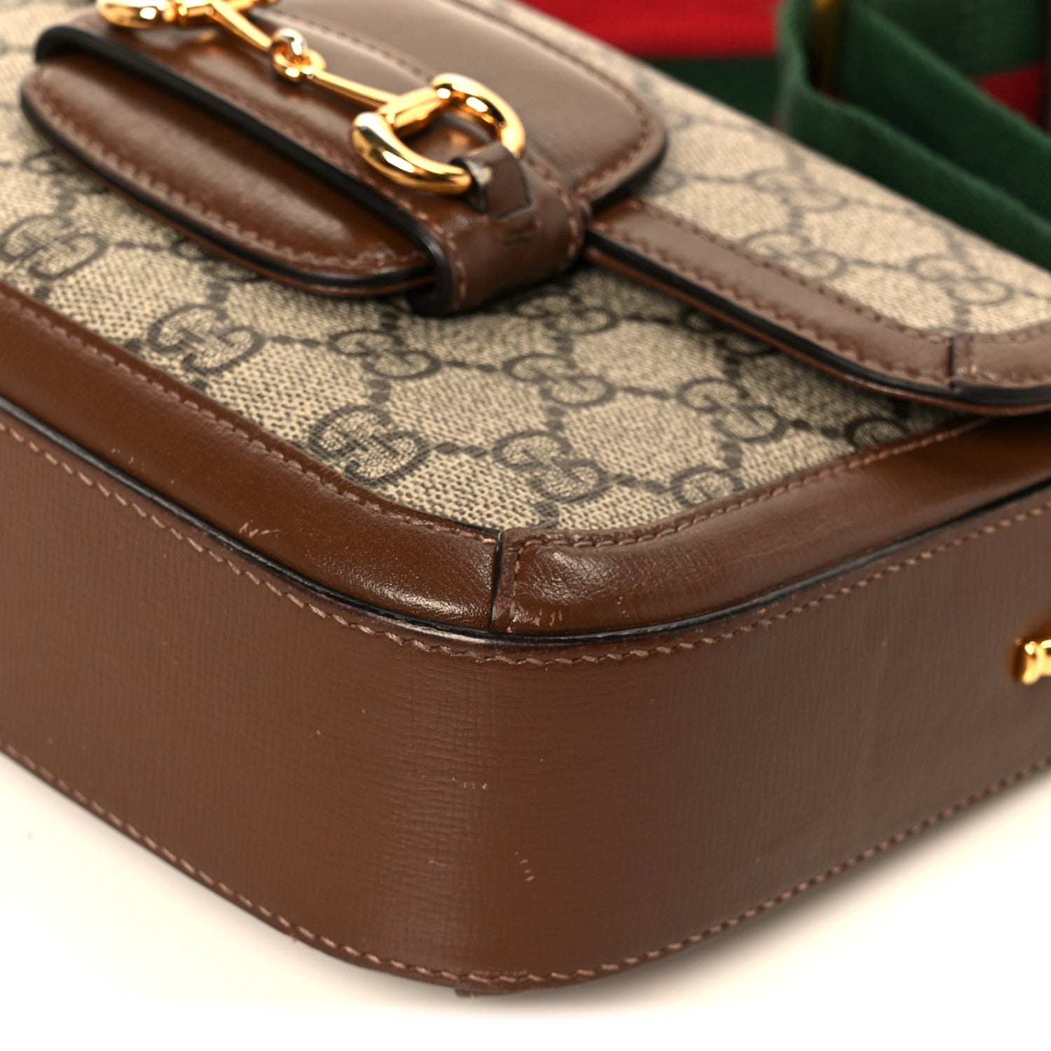 Gucci GG Supreme Monogram Web Mini Horsebit 1955 Shoulder Bag Beige Brown Sugar 13 of 13
