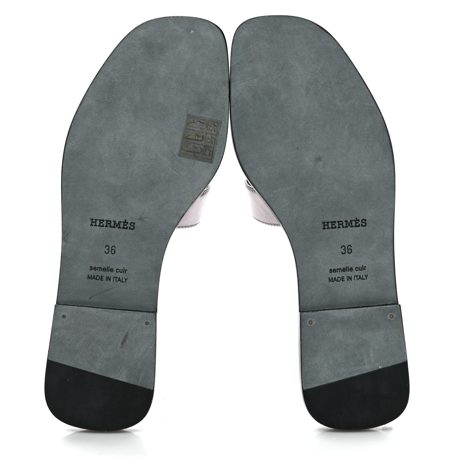 Hermes Metallic Nappa Oran Sandals 36 Gris Argente 6 of 10